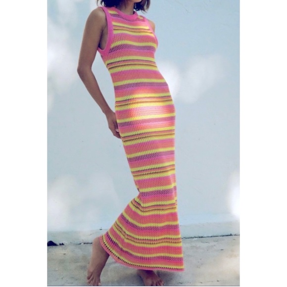 Zara Dresses Zara Colorful Woven Knit Maxi Dress M Poshmark